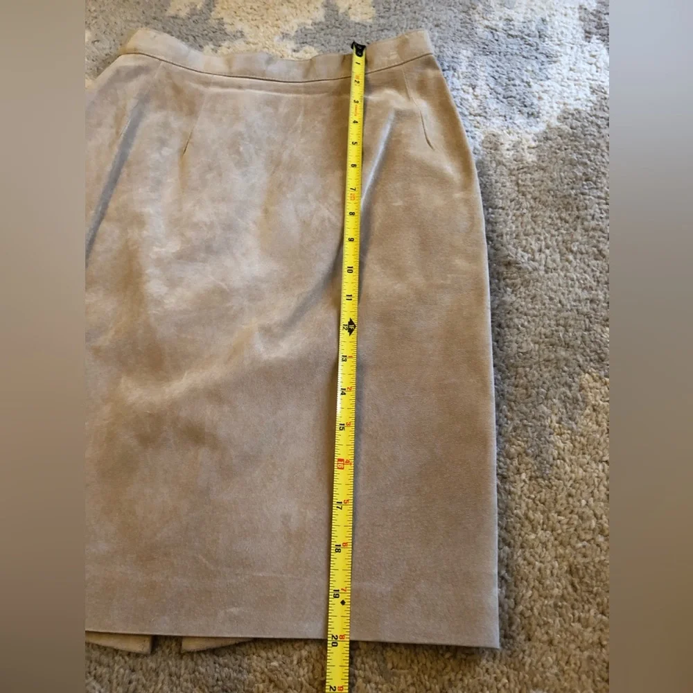 Erez Levy Saks Fifth Avenue Beige Suede Learher Skirt And Top Set Sz 4 Vintage! - Picture 14 of 16